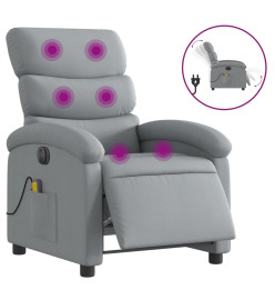 Fauteuil de massage inclinable électrique gris clair tissu