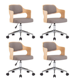 Chaises pivotantes à manger lot de 4 taupe bois courbé et tissu