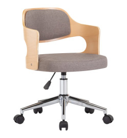 Chaise pivotante de bureau Taupe Bois courbé et tissu