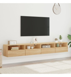 Meubles TV muraux 2pcs chêne sonoma 100x30x30cm bois ingénierie