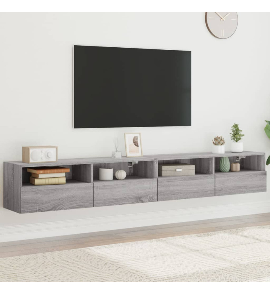 Meubles TV muraux 2pcs sonoma gris 100x30x30 cm bois ingénierie