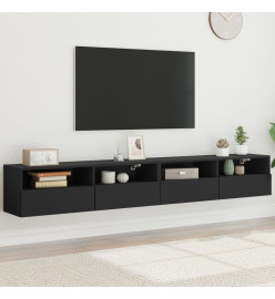 Meubles TV muraux 2 pcs noir 100x30x30 cm bois d'ingénierie