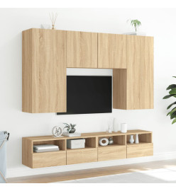 Meuble TV mural chêne sonoma 80x30x30 cm bois d'ingénierie