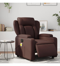 Fauteuil de massage inclinable électrique marron similicuir