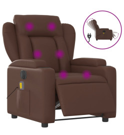 Fauteuil de massage inclinable électrique marron similicuir