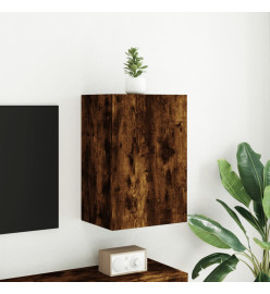 Meuble TV mural chêne fumé 40,5x30x60 cm bois d'ingénierie