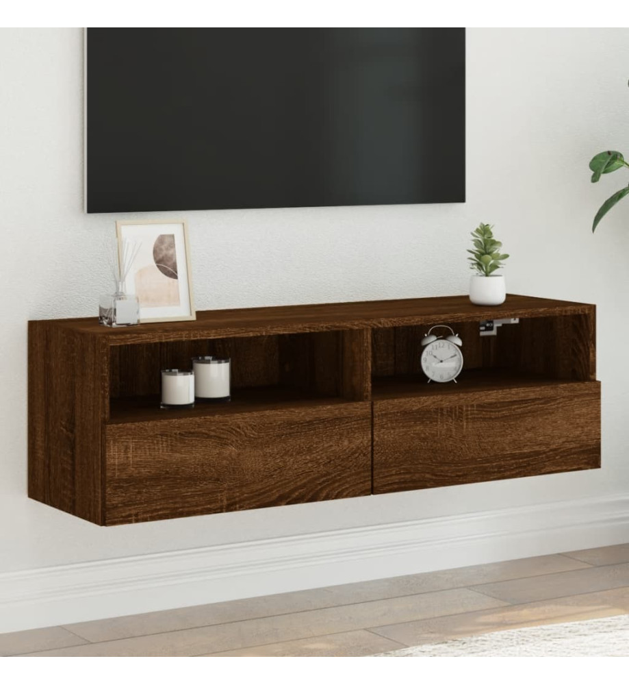 Meuble TV mural chêne marron 100x30x30 cm bois d'ingénierie