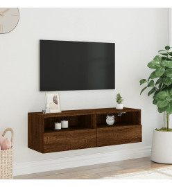 Meuble TV mural chêne marron 100x30x30 cm bois d'ingénierie