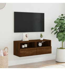 Meuble TV mural chêne marron 80x30x30 cm bois d'ingénierie