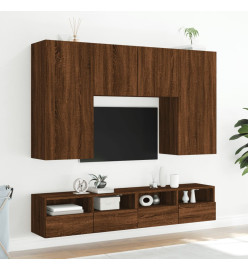 Meuble TV mural chêne marron 80x30x30 cm bois d'ingénierie