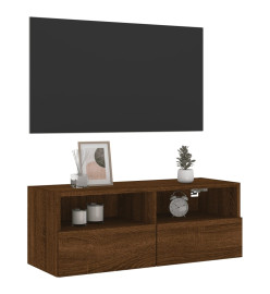 Meuble TV mural chêne marron 80x30x30 cm bois d'ingénierie