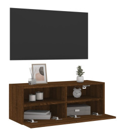 Meuble TV mural chêne marron 80x30x30 cm bois d'ingénierie