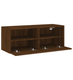 Meuble TV mural chêne marron 80x30x30 cm bois d'ingénierie