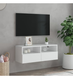 Meuble TV mural blanc 80x30x30 cm bois d'ingénierie