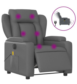 Fauteuil de massage inclinable électrique gris similicuir