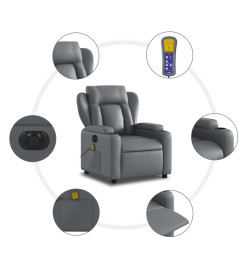 Fauteuil de massage inclinable électrique gris similicuir