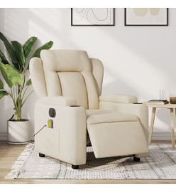 Fauteuil inclinable de massage électrique crème tissu