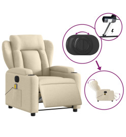 Fauteuil inclinable de massage électrique crème tissu