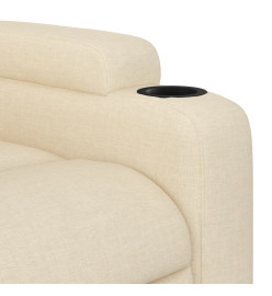 Fauteuil inclinable de massage électrique crème tissu