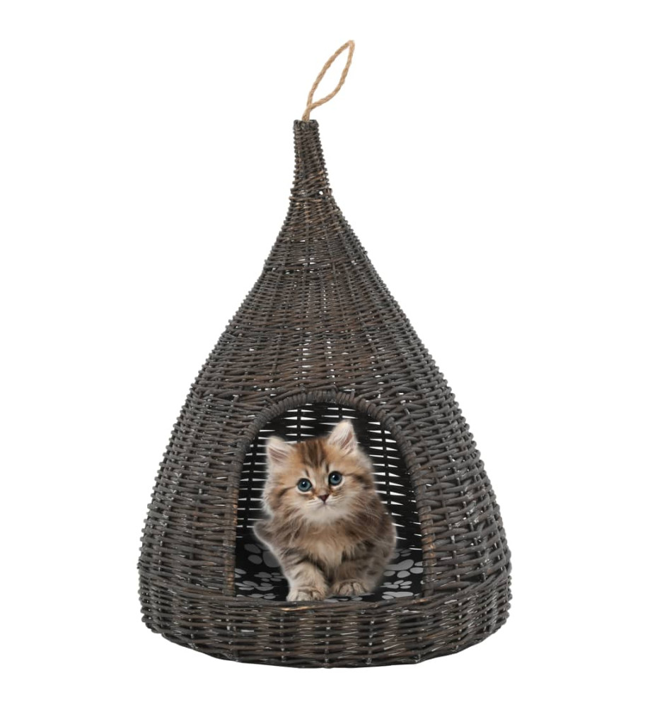 Panier pour chats avec coussin Gris 40x60 cm Saule naturel