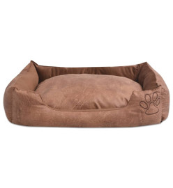 Lit pour chiens avec coussin Cuir artificiel PU Taille S Beige