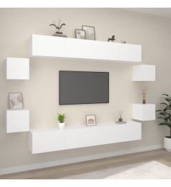 Ensemble de meubles TV 8 pcs Blanc Bois d'ingénierie