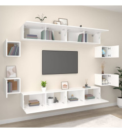 Ensemble de meubles TV 8 pcs Blanc Bois d'ingénierie