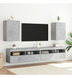 Meubles TV muraux 2 pcs gris béton 40,5x30x60cm bois ingénierie