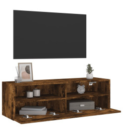 Meuble TV mural chêne fumé 100x30x30 cm bois d'ingénierie