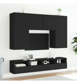 Meuble TV mural noir 100x30x30 cm bois d'ingénierie