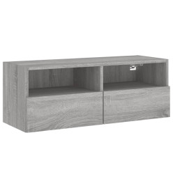 Meuble TV mural sonoma gris 80x30x30 cm bois d'ingénierie