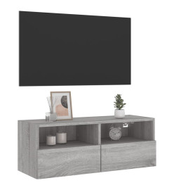 Meuble TV mural sonoma gris 80x30x30 cm bois d'ingénierie