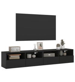 Meubles TV muraux 2 pcs noir 80x30x30 cm bois d'ingénierie