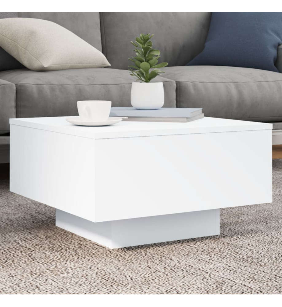 Table basse avec lumières LED blanc 55x55x31 cm Table basse avec lumières LED blanc 55x55x31 cm