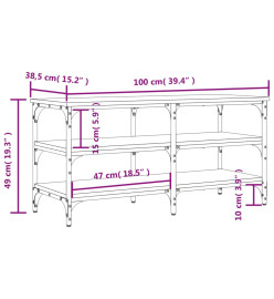 Banc à chaussures chêne marron 100x38,5x49 cm bois d'ingénierie