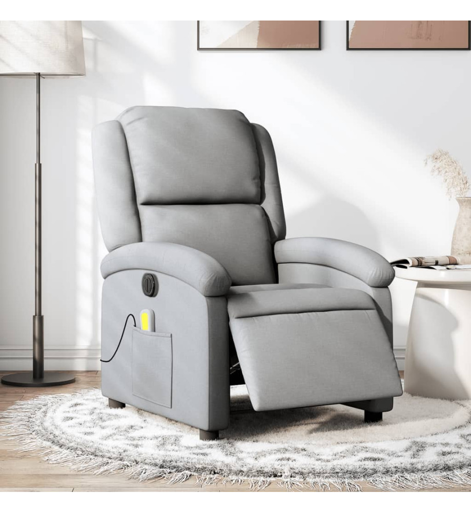 Fauteuil de massage inclinable électrique gris clair tissu