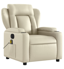 Fauteuil de massage inclinable électrique crème similicuir