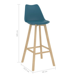 Tabourets de bar 2 pcs turquoise PP et bois de hêtre massif