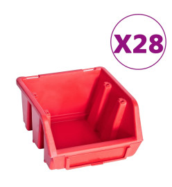 Kit de bacs de stockage et panneaux muraux 141pcs rouge et noir