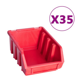 Kit de bacs de stockage et panneaux muraux 141pcs rouge et noir