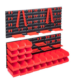 Kit de bacs de stockage et panneaux muraux 103pcs rouge et noir