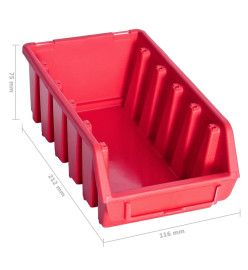 Kit de bacs de stockage et panneaux muraux 103pcs rouge et noir