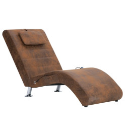 Chaise longue de massage avec oreiller Marron Similicuir daim