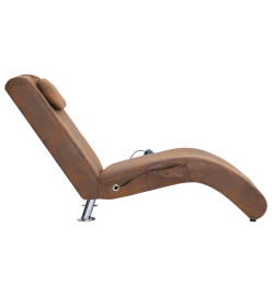 Chaise longue de massage avec oreiller Marron Similicuir daim