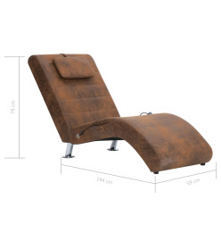 Chaise longue de massage avec oreiller Marron Similicuir daim