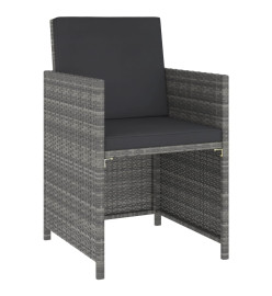 Meuble à dîner de jardin 6 pcs et coussins Résine tressée Gris
