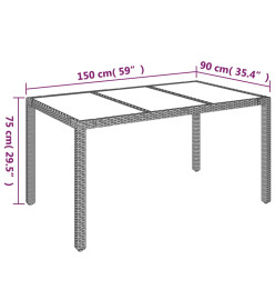 Ensemble à dîner de jardin et coussins 7pcs Noir Résine tressée