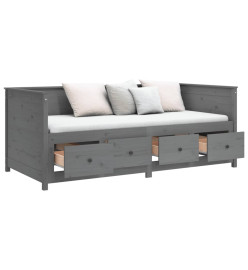 Lit de jour Gris 75x190 cm Bois de pin massif