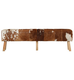 Banc marron et blanc 160x28x50 cm cuir de chèvre véritable