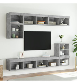 Meubles TV avec lumières LED 2 pcs gris béton 80x30x30 cm